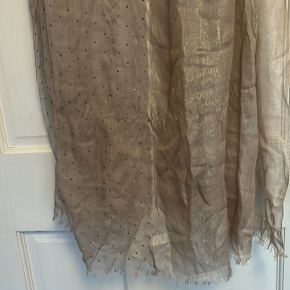 LORO PIANA beige Embroidered Cashmere & Silk Scarf - Picture 8 of 11